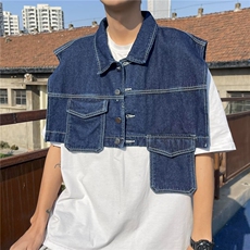 流行西装领男文艺潮流拼接简约ins日系马甲M8008P43，男装背心/马甲，星座1116-2