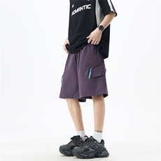 透气拉链设计冰丝短裤男夏款2025新款中裤815A-DK25-P40控68，男装牛仔裤，星座815A