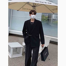 高级感金属扣西装外套男韩系痞帅宽松休闲西服2381-P115，男装西服套装，星座512-1（原513-3）
