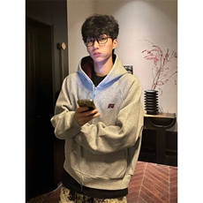 开衫卫衣女男款秋季双拉炼撞色连帽外套重磅刺绣白色帽衫WY04，女装短外套，星座516A