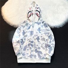 美式高街双帽迷彩鲨鱼拉链卫衣外套女春秋款hiphop潮牌情侣款卫衣，女装短外套，星座302B