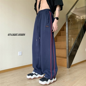 欧美高街抽绳运动裤男女新款宽松休闲裤子阔腿束脚卫裤MK282-p43图片
