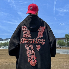 直播品质400克麂皮绒重磅工艺美式德丝网印花卫衣JP202特P50，男装卫衣，电商A486