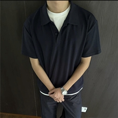 高品质领口压胶珠地棉假两件POLO衫休闲高级翻领短袖CS2625-P48，男装T恤，星座1213