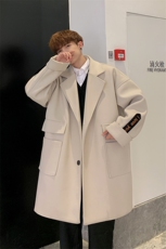 港风情侣装中长款毛呢大衣男女外套韩版星座812-F216-P128，男装毛呢大衣，星座812