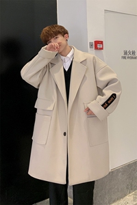 港风情侣装中长款毛呢大衣男女外套韩版 星座812-F216-P128图片