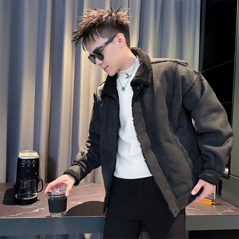 皮毛一体冬季棉袄男社会小伙版型工装棉衣外套袄子5213-P148控188图片