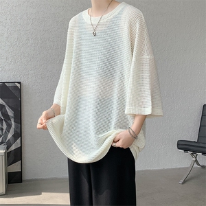 现货 10038-P35  夏季简约禁欲系圆领纯色男女短袖T恤休闲宽松图片