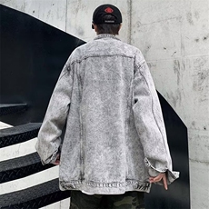 美式水洗做旧牛仔夹克ins潮牌复古设计感小情侣外套W017-P55网图，男装夹克，电商B245