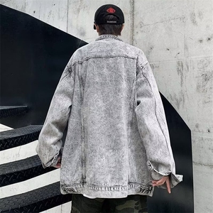 美式水洗做旧牛仔夹克ins潮牌复古设计感小情侣外套W017-P55网图图片