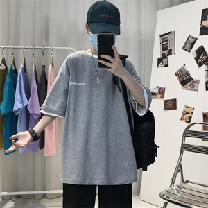 XZ115A-T06 200克纯棉男女字母印花大码S-5XL 10色T恤衫圆领半袖图片