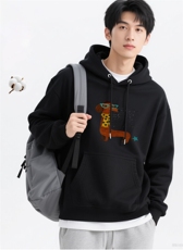 2025年秋季套头长袖时尚百搭通勤简约休闲带眼镜的腊肠狗，女装卫衣/绒衫，花可