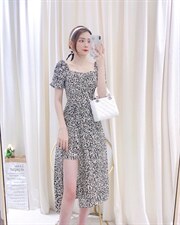 烫金豹纹连衣裙，女装连衣裙，涞蒂丝