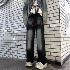 美式高街水洗牛仔裤男女款潮牌百搭宽松显瘦垂感直筒K860-P45，男装牛仔裤，星座1109-3