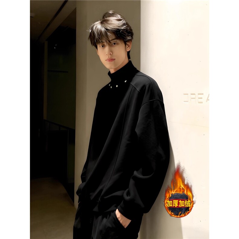 加绒加厚卫衣男秋冬潮流设计感打底衫潮牌1008-WLY188-P46,男装T恤,星座1008