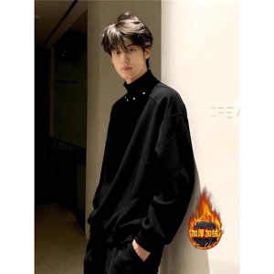 加绒加厚卫衣男秋冬潮流设计感打底衫潮牌1008-WLY188-P46图片