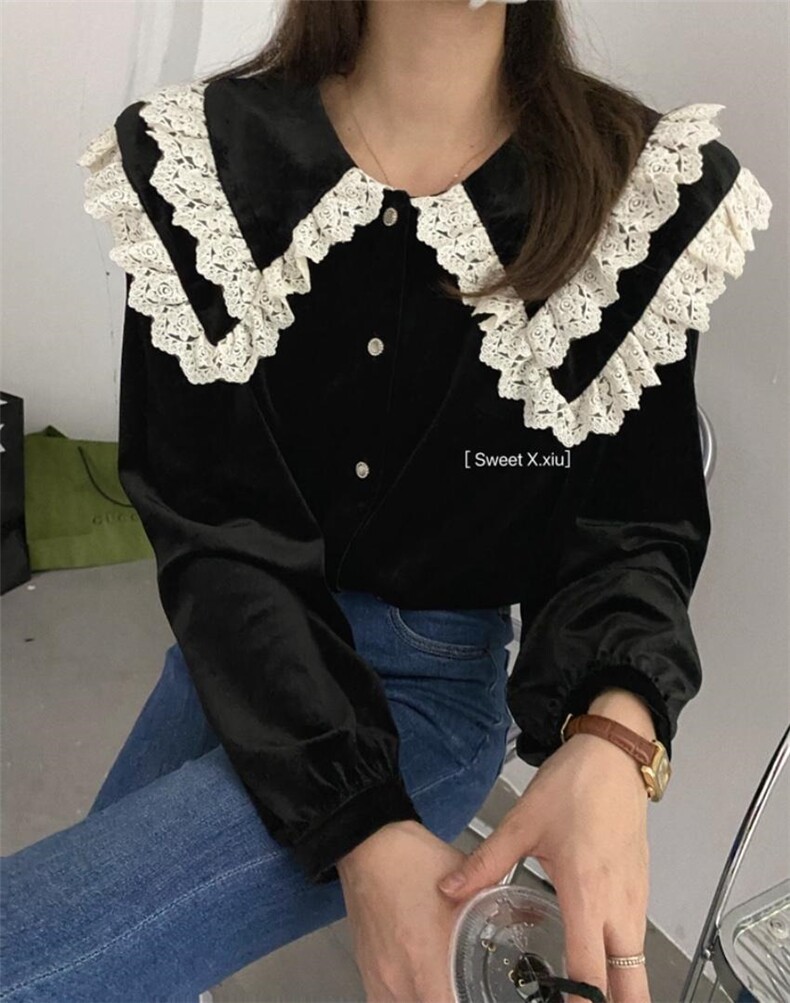 21987。双领金丝绒衬衣，其它，新袖