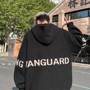冬季美式毛衣男款复古连帽针织衫高级感痞帅卫衣外套-控99图片