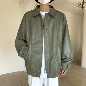 软皮衣服男士机车夹克翻领工装PU皮2025帅气短款JK2137-P80图片