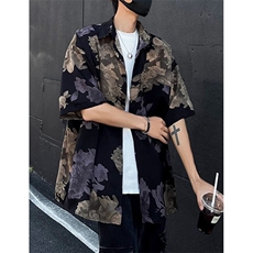 夏新款印花短袖衬衣男休闲宽松冰丝男装上衣衬衫C2418，男装衬衫，星座1116A（原606A-3）