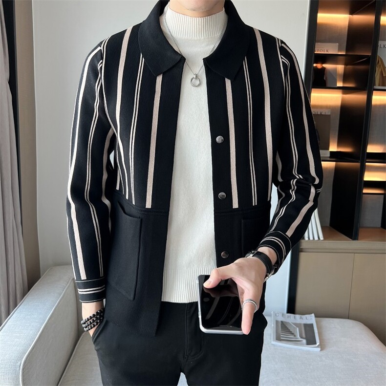 星座抖音直播新款针织开衫男高品质店主风夹克外套男士KSA086-P75图片
