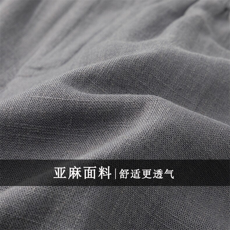 主推亚麻休闲裤男短裤风夏季中老年人棉麻宽松五分裤爸爸夏装,男装休闲裤,电商B212（原钱塘6029）