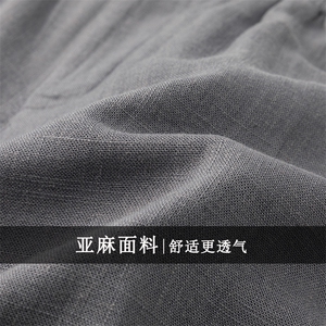主推亚麻休闲裤男短裤风夏季中老年人棉麻宽松五分裤爸爸夏装图片