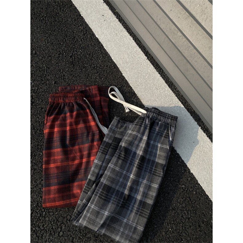2024/格子裤直筒拖地cleanfit磨毛阔腿裤子1005-3-SGA864-P60控78,男装休闲裤,星座1005-3