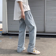 春秋季美式高街潮牌扎染开叉牛仔裤男宽松直筒阔腿拖地长裤，男装牛仔裤，星座410-6（原星座1304-1）