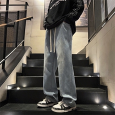 牛仔裤男款美式复古潮牌休闲直筒裤春季垂感阔腿长裤K7563-P42，男装牛仔裤，星座512-3