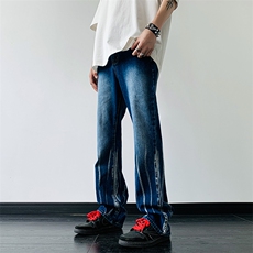秋季美式ins高街hiphop微喇扎染牛仔裤货号K2313P55控78，男装牛仔裤，电商A063