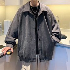麂皮绒立领夹克男宽松落肩纯色上衣外套JK721-P70，男装夹克，星座1204-3