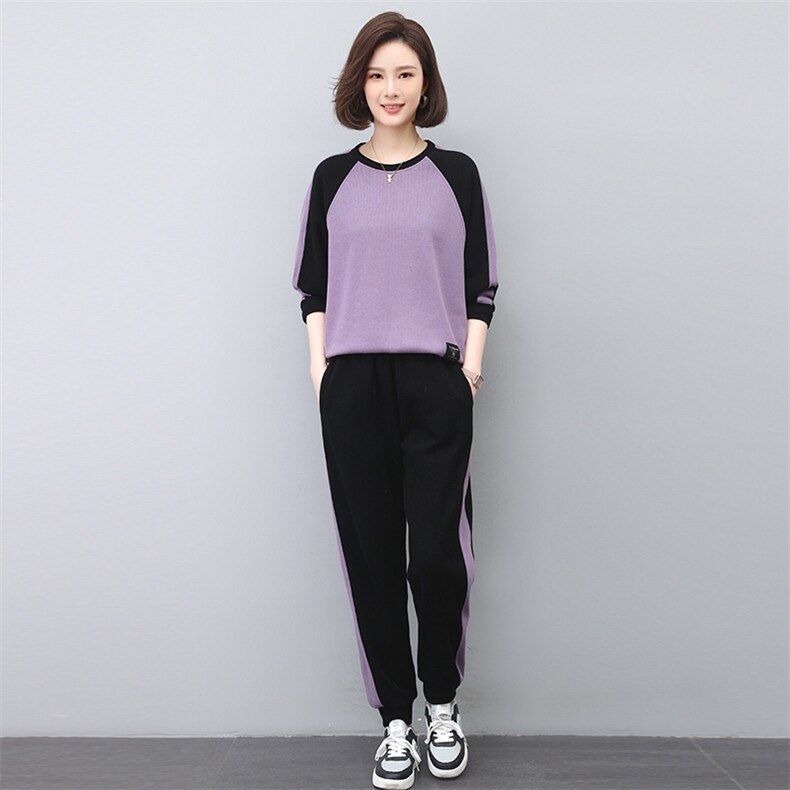 卫衣运动套装女2025春秋新款时尚休闲中年妈妈大码洋气卫裤两件套,女装套装/套裙,忆绮罗