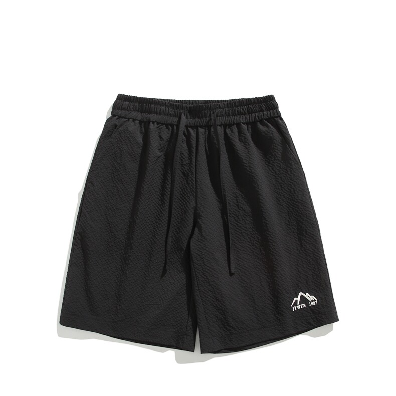 INS夏季新款透气泡泡格小山印花宽松休闲短裤B315-K24142-p35控48,男装牛仔裤,电商B315