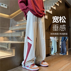 抖音品质秋季新款潮流拼接撞色宽松休闲裤B315-K24262-特p35控68图片