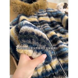 短款个性拼色潮流棉衣英伦街头时髦秋冬上衣外套HY888P100图片