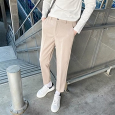 轻熟风西装裤子秋冬毛呢西裤直筒修身休闲裤男士九分裤加绒款M4，男装休闲裤，星座1116A-2（原606A-1）