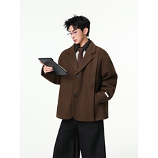 秋冬季西装短款毛呢大衣风衣潮504-F21-P75控118(加棉P85控128)，男装西服套装，星座504