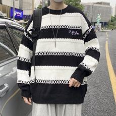 秋冬高街条纹毛衣男设计感小众慵懒风情侣针织衫上衣M652-P43，男装针织衫/毛衣，星座512-3