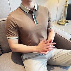 2026夏季新款织带高级感短袖T恤帅气翻领Polo衫T0281-P53，男装T恤，电商D342