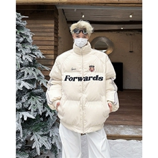 美式潮牌字母绣花棉服男冬条纹面包服情侣款棉衣外套MF316-P96，男装棉衣，星座412-3