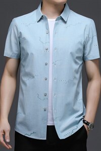 衬衫男短袖2023夏季新款潮流宽松休闲衬衣中青年男士上衣短袖外套图片