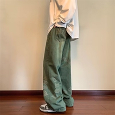 牛仔裤男韩版潮高街字母印花2024秋季新款ins宽松长裤RK2105-P49，男装牛仔裤，星座412-2