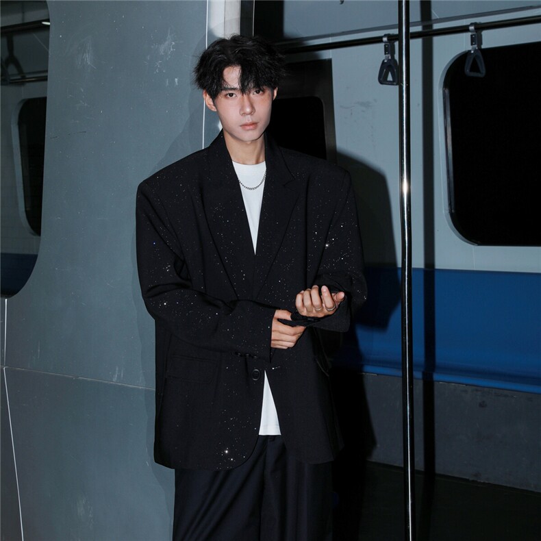 2025港风精致满天星西服男大码M-5XL潮流西装男XF77871P85控138,男装西服套装,星座227-7