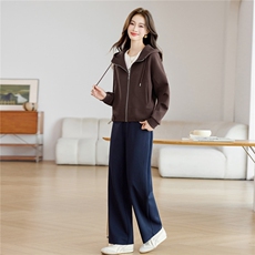 长期有货休闲运动套装女2026春装新款韩版时尚开衫连帽卫衣两件套，女装套装/套裙，璐依舞