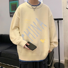 控78假两件毛衣男大码加绒针织衫男毛线衣M80208-P55加绒P70，男装针织衫/毛衣，电商A040