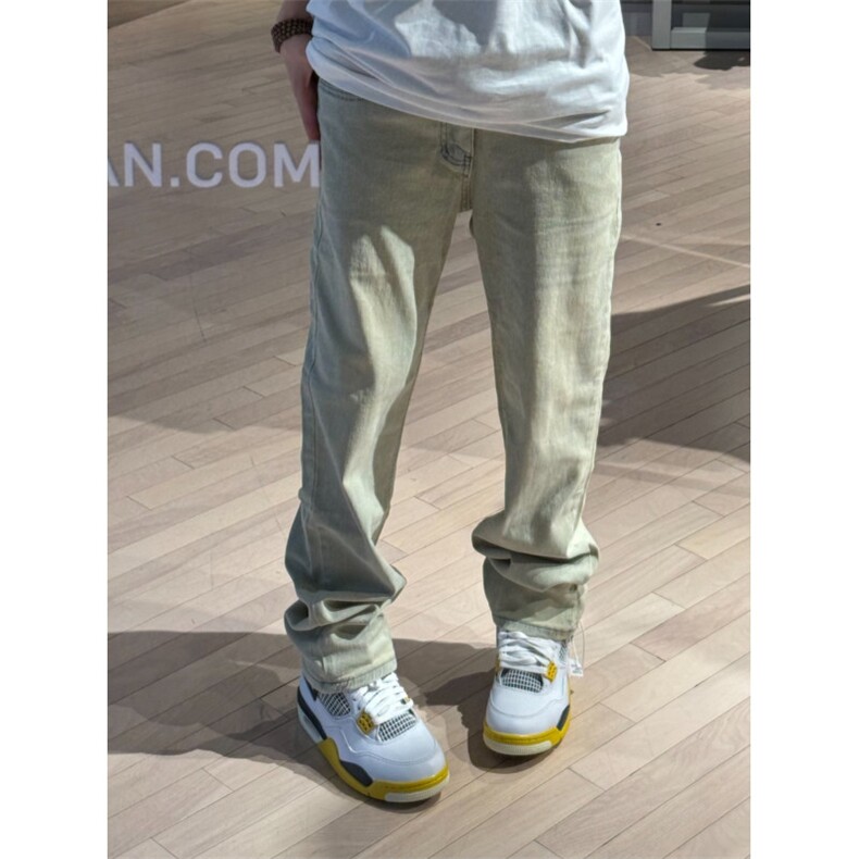 【网图有货】cleanfit黄泥色牛仔裤修身直筒微喇裤字NZ20LL-P48,男装牛仔裤,星座1007（原301D）