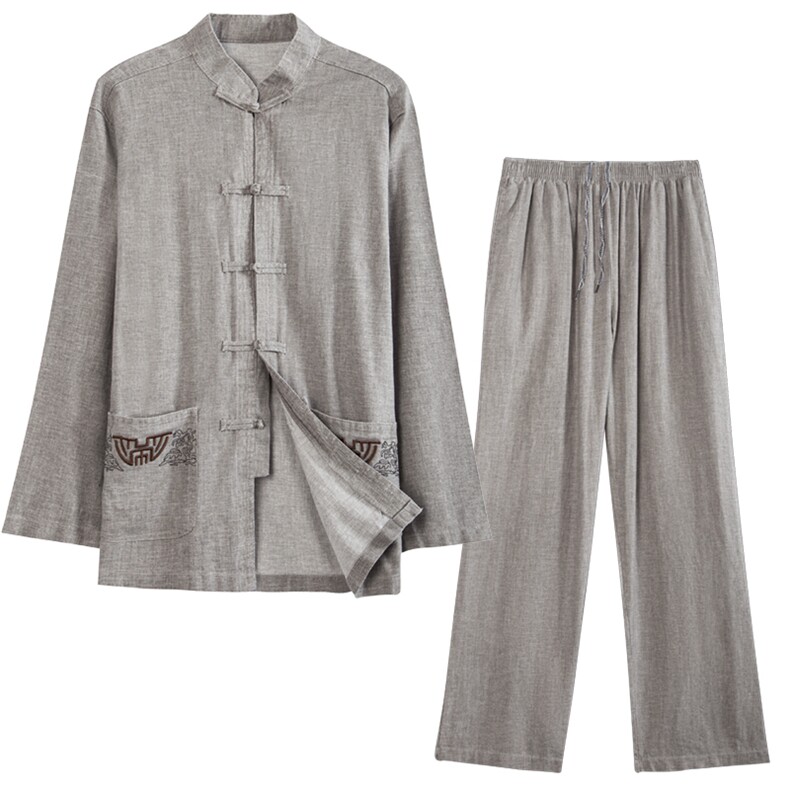 DH008-2019钱塘2020-2春季新款中老年男士时尚唐装风套装P108，男装民族服装，钱塘207-2