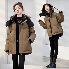 现货羽绒服女2024年冬季新款女装时尚休闲拼接撞色冬季保暖外套，女装羽绒服，关键词