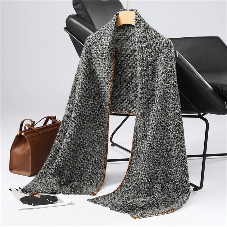 2025年秋季时尚百搭通勤简约休闲编织围巾，围巾，星纬羊绒